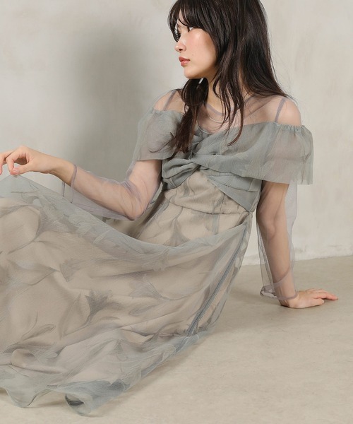Kana(カナ)の「フロッキーレース チュール ボリュームデザイン Aライン ワンピース ドレスパーティー 結婚式 お呼ばれ オケージョン(ドレス・レディース・ブラウン/ブラック/グレー/ネイビー・M/S)」の16枚目の写真