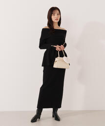 PROPORTION BODY DRESSING | 【加藤栞さん着用】オフショルペプラムニットセット / 1215240114(ワンピース)