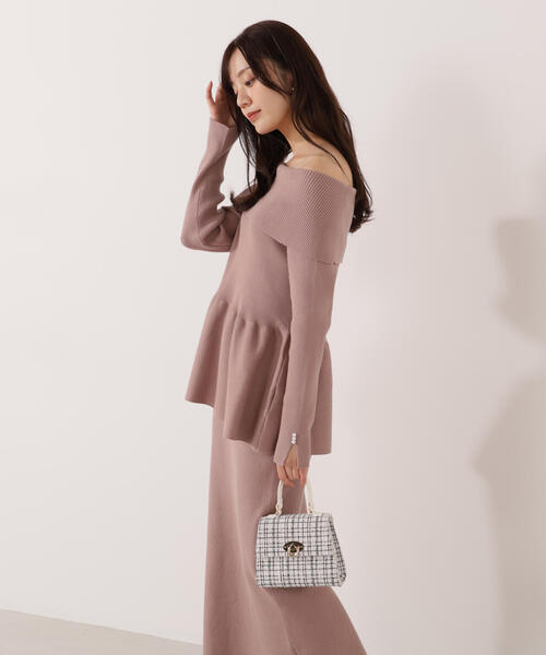 PROPORTION BODY DRESSING（プロポーションボディドレッシング）の「オフショルペプラムニットセット / 1215240114（ワンピース・レディース・ブラック/ブルー/ブラウン系その他・MEDIUM/P/S）」の6枚目の写真