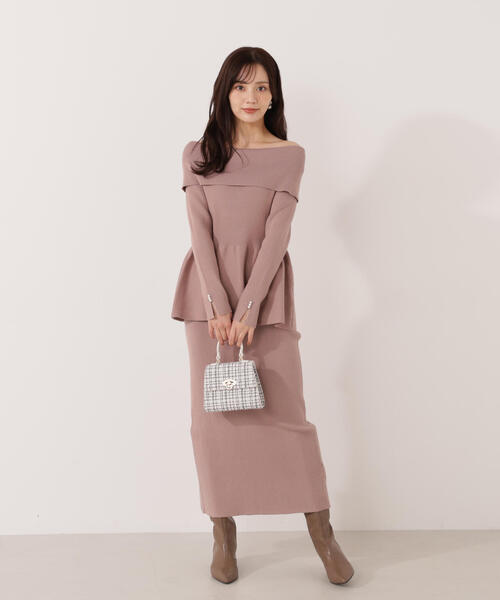 PROPORTION BODY DRESSING（プロポーションボディドレッシング）の「オフショルペプラムニットセット / 1215240114（ワンピース・レディース・ブラック/ブルー/ブラウン系その他・MEDIUM/P/S）」の4枚目の写真