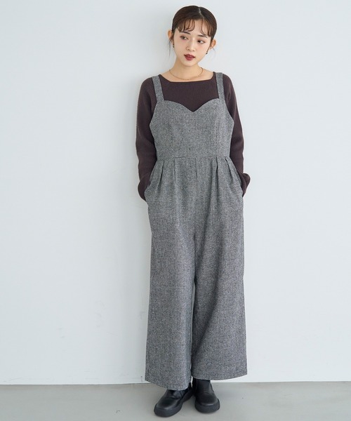 mil（ミル）の「【再生産】千鳥柄 ツイードサロペット【585087】（サロペット/オーバーオール・レディース・ブラウン/ブラック・FREE/XS/S）」の8枚目の写真