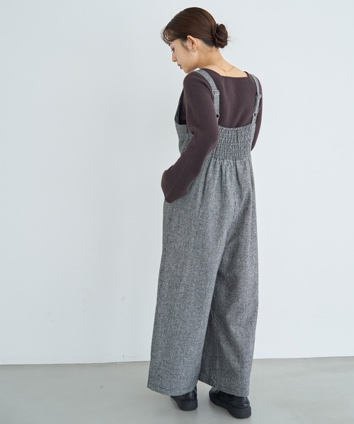 セール】【再生産】千鳥柄 ツイードサロペット【585087】（サロペット