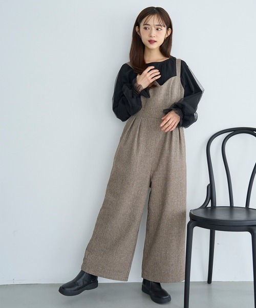 mil（ミル）の「【再生産】千鳥柄 ツイードサロペット【585087】（サロペット/オーバーオール・レディース・ブラウン/ブラック・FREE/XS/S）」の22枚目の写真