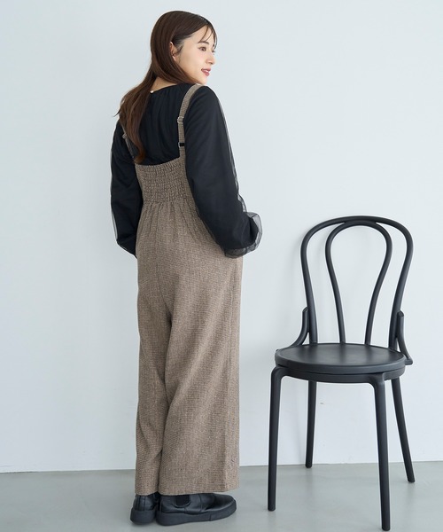 再生産】千鳥柄 ツイードサロペット【585087】（サロペット