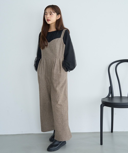 mil（ミル）の「【再生産】千鳥柄 ツイードサロペット【585087】（サロペット/オーバーオール・レディース・ブラウン/ブラック・FREE/XS/S）」の18枚目の写真