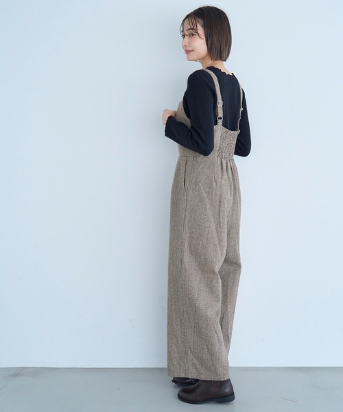 セール】【再生産】千鳥柄 ツイードサロペット【585087】（サロペット