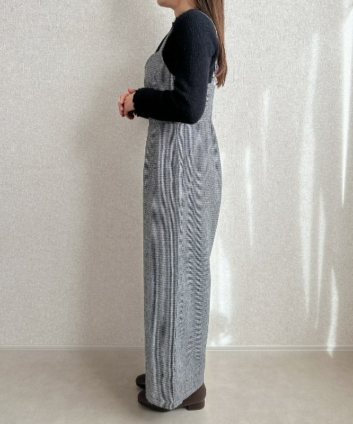 セール】【再生産】千鳥柄 ツイードサロペット【585087】（サロペット