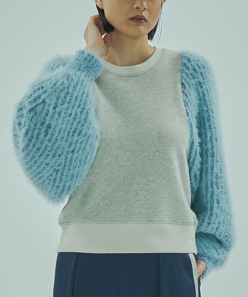 mici)KNIT VOLUME SLEEVES TOP（スウェット）｜ROSE BUD（ローズバッド