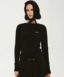 RAGLAN TOP SCARF KNIT SET_BLACK