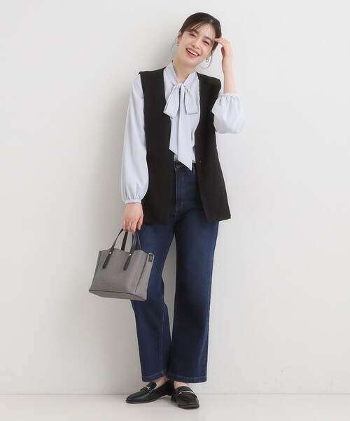 SHOO・LA・RUE（シューラルー）の「【あったか/SS-LL】裏微起毛 ストレートデニムパンツ（デニムパンツ・レディース・ネイビー/ブルー・01/02/03/04/10）」の11枚目の写真