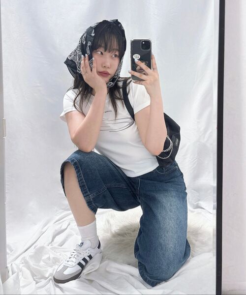 MUSINSA STANDARD WOMAN（ムシンサスタンダードウーマン）の「ウィメンズビッグブラシワイドバミューダデニムパンツ[ミディアムインディゴ]（デニムパンツ・レディース・その他・29/30/27/26/25/24/28）」の10枚目の写真