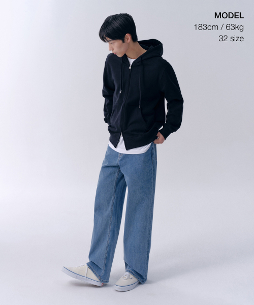 MUSINSA STANDARD(ムシンサスタンダード)の「ワイドデニムパンツ【ライトインディゴ】(デニムパンツ・メンズ・その他・40/38/42/36/34/32/30/31/33/26/27/28/29)」の2枚目の写真
