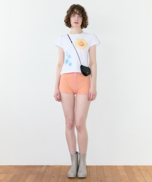 SINOON(シヌーン)の「Floral Leaf Puff T-Shirt (White)(Tシャツ/カットソー・レディース・ホワイト・SMALL/MEDIUM)」の3枚目の写真
