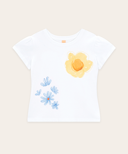 SINOON(シヌーン)の「Floral Leaf Puff T-Shirt (White)(Tシャツ/カットソー・レディース・ホワイト・SMALL/MEDIUM)」の4枚目の写真