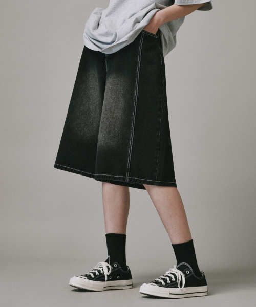Verdnt（バーダント）の「切開ウォッシュドデニムバミューダパンツ[ブラック]（その他パンツ・レディース・ブラック・SMALL/MEDIUM/LARGE/X-LARGE）」の5枚目の写真