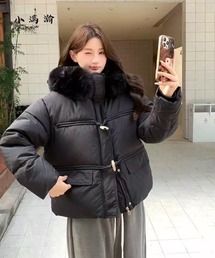 ファーコート フェイクファー ショート丈」に該当するブラック/黒色系