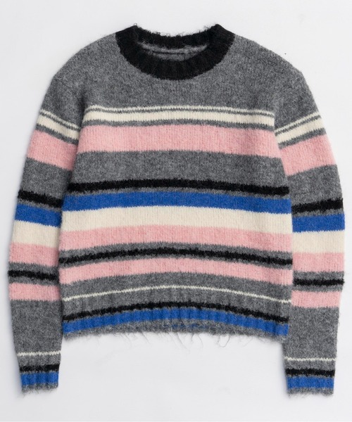 セール】Multi-border Knit Top/マルチボーダーニットトップ（ニット