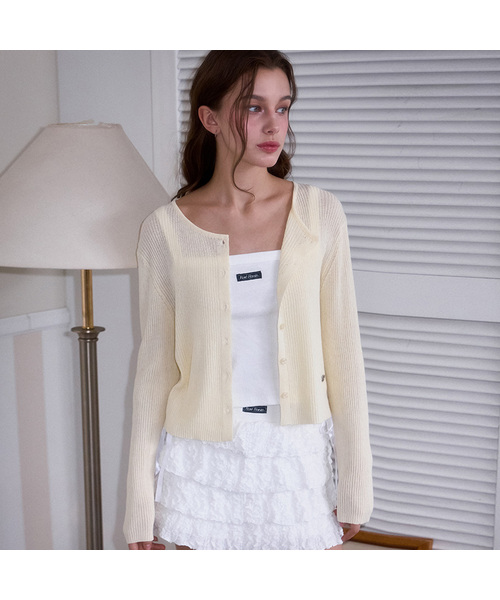 セール】Linen Knit Cardigan [Yellow]（カーディガン/ボレロ