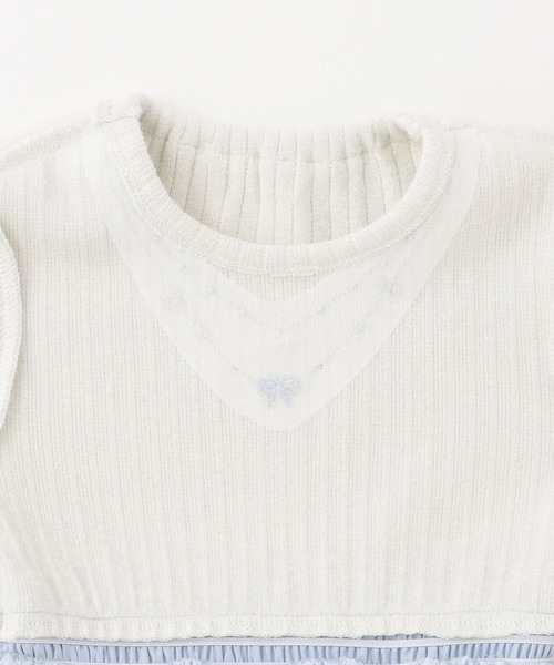 KP（ケーピー）の「mimiちゃん刺しゅう ラメテレコ×チュール ワンピース（ワンピース・キッズ・ピンク/サックスブルー・100cm/110cm/120cm/90cm/130cm）」の9枚目の写真