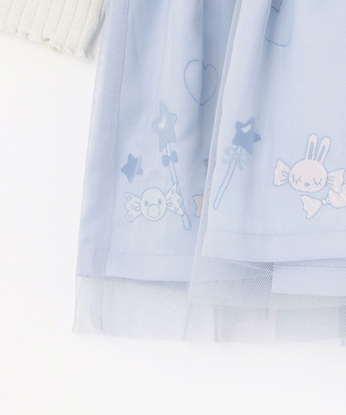 KP（ケーピー）の「mimiちゃん刺しゅう ラメテレコ×チュール ワンピース（ワンピース・キッズ・ピンク/サックスブルー・100cm/110cm/120cm/90cm/130cm）」の11枚目の写真