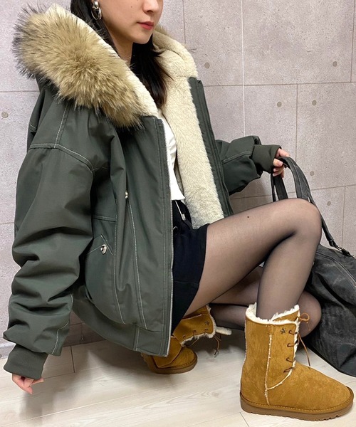 NANEA(ナネア)の「内側ボアレースアップムートンブーツ(ブーツ・レディース・ブラウン・35/36/37/38/39/40)」の15枚目の写真