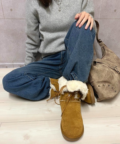 NANEA(ナネア)の「内側ボアレースアップムートンブーツ(ブーツ・レディース・ブラウン・35/36/37/38/39/40)」の10枚目の写真