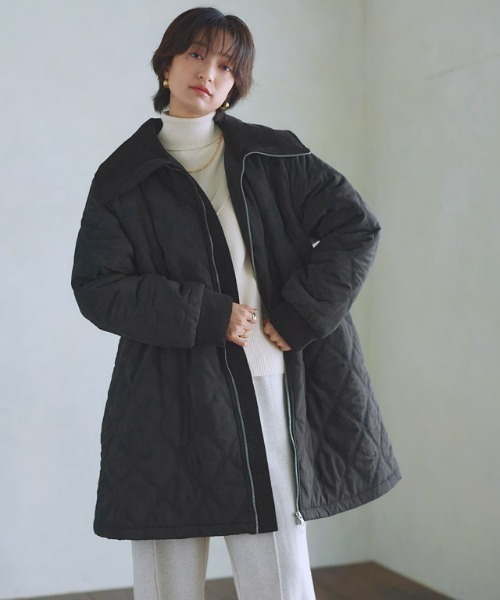 RASW(ラス)の「デザインキルトドロストコート(その他アウター・レディース・アイボリー/ブラック・L/M/S)」の1枚目の写真