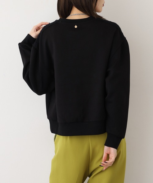 EGLANTINE（エグランティーヌ）の「EGLANTINE ブローチ風チェリー＆レースカットソー長袖（Tシャツ/カットソー・レディース・チャコールグレー/ブラウン/ブラック・38）」の7枚目の写真