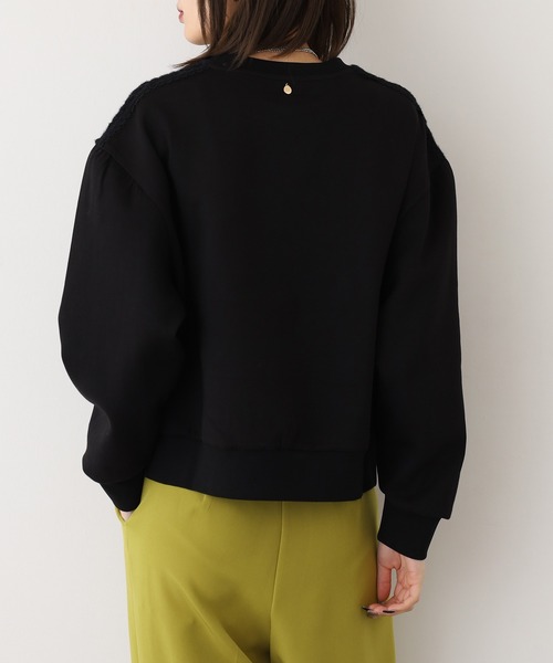 EGLANTINE（エグランティーヌ）の「EGLANTINE ブローチ風チェリー＆レースカットソー長袖（Tシャツ/カットソー・レディース・チャコールグレー/ブラウン/ブラック・38）」の6枚目の写真