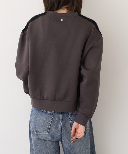 EGLANTINE（エグランティーヌ）の「EGLANTINE ブローチ風チェリー＆レースカットソー長袖（Tシャツ/カットソー・レディース・チャコールグレー/ブラウン/ブラック・38）」の13枚目の写真