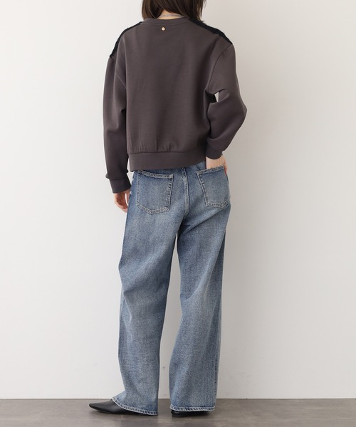 EGLANTINE（エグランティーヌ）の「EGLANTINE ブローチ風チェリー＆レースカットソー長袖（Tシャツ/カットソー・レディース・チャコールグレー/ブラウン/ブラック・38）」の15枚目の写真