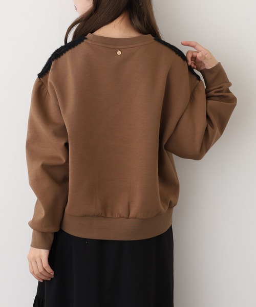 EGLANTINE（エグランティーヌ）の「EGLANTINE ブローチ風チェリー＆レースカットソー長袖（Tシャツ/カットソー・レディース・チャコールグレー/ブラウン/ブラック・38）」の18枚目の写真