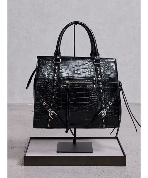 GYDA（ジェイダ）の「Studs design BAG（ハンドバッグ・レディース・ブラック/オフホワイト・FREE）」の2枚目の写真