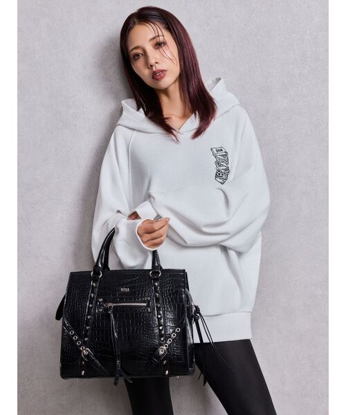 GYDA（ジェイダ）の「Studs design BAG（ハンドバッグ・レディース・ブラック/オフホワイト・FREE）」の6枚目の写真