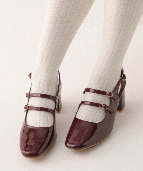 Heather（ヘザー）の「ダブルストラップミュール　608391（パンプス・レディース・ブラック/レッド・M/L）」の2枚目の写真