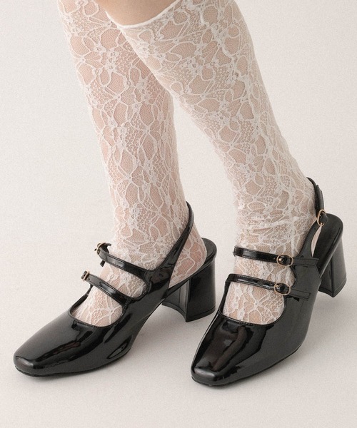 Heather（ヘザー）の「ダブルストラップミュール　608391（パンプス・レディース・ブラック/レッド・M/L）」の4枚目の写真