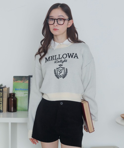 WEGO(ウィゴー)の「WEGO/シャツドッキングジャガードニット(ニット/セーター・レディース・ネイビー/アイボリー・FREE)」の2枚目の写真