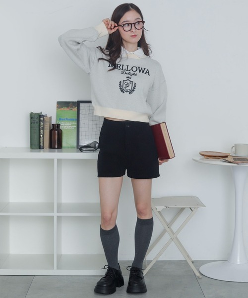 WEGO(ウィゴー)の「WEGO/シャツドッキングジャガードニット(ニット/セーター・レディース・ネイビー/アイボリー・FREE)」の3枚目の写真