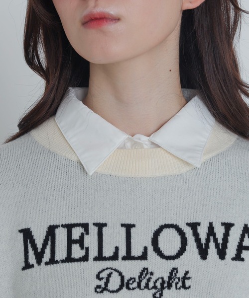 WEGO(ウィゴー)の「WEGO/シャツドッキングジャガードニット(ニット/セーター・レディース・ネイビー/アイボリー・FREE)」の5枚目の写真