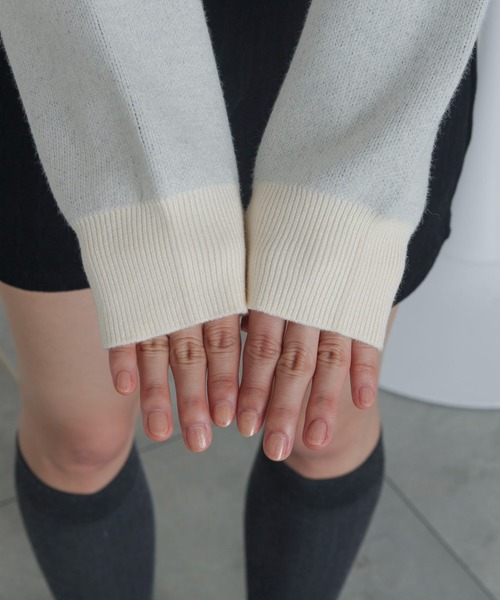 WEGO(ウィゴー)の「WEGO/シャツドッキングジャガードニット(ニット/セーター・レディース・ネイビー/アイボリー・FREE)」の6枚目の写真