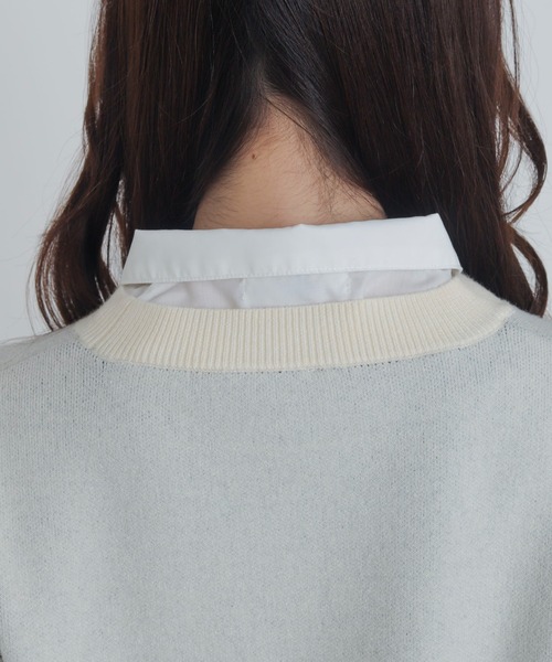 WEGO(ウィゴー)の「WEGO/シャツドッキングジャガードニット(ニット/セーター・レディース・ネイビー/アイボリー・FREE)」の8枚目の写真
