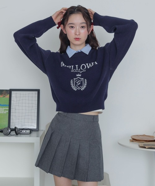 WEGO(ウィゴー)の「WEGO/シャツドッキングジャガードニット(ニット/セーター・レディース・ネイビー/アイボリー・FREE)」の17枚目の写真