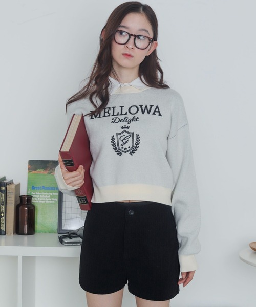 WEGO(ウィゴー)の「WEGO/シャツドッキングジャガードニット(ニット/セーター・レディース・ネイビー/アイボリー・FREE)」の10枚目の写真