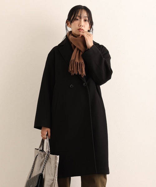 ElegChic(エレグシック)の「フェイクウールコート(チェスターコート・レディース・ブラック/グレイッシュベージュ・L/M)」の2枚目の写真