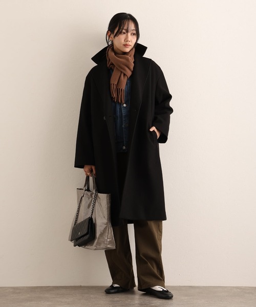 ElegChic(エレグシック)の「フェイクウールコート(チェスターコート・レディース・ブラック/グレイッシュベージュ・L/M)」の3枚目の写真