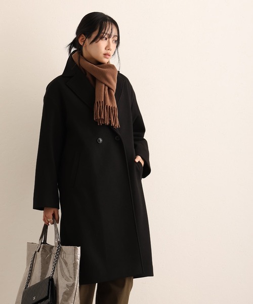 ElegChic(エレグシック)の「フェイクウールコート(チェスターコート・レディース・ブラック/グレイッシュベージュ・L/M)」の6枚目の写真