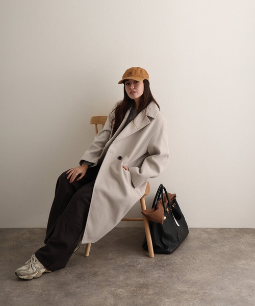 ElegChic(エレグシック)の「フェイクウールコート(チェスターコート・レディース・ブラック/グレイッシュベージュ・L/M)」の8枚目の写真