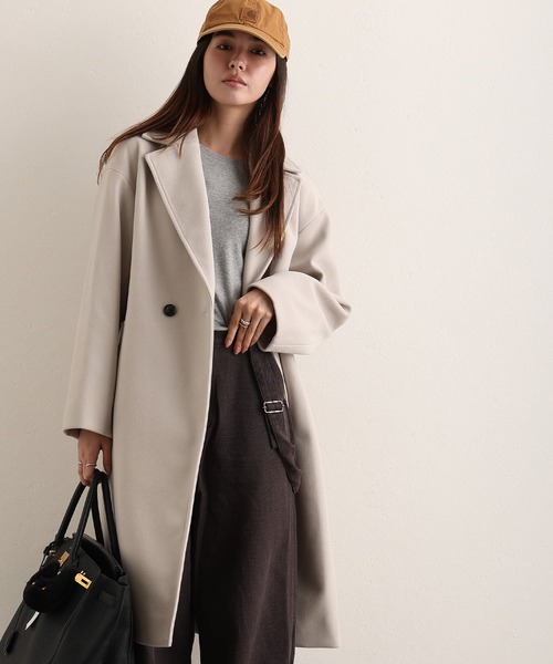 ElegChic(エレグシック)の「フェイクウールコート(チェスターコート・レディース・ブラック/グレイッシュベージュ・L/M)」の9枚目の写真