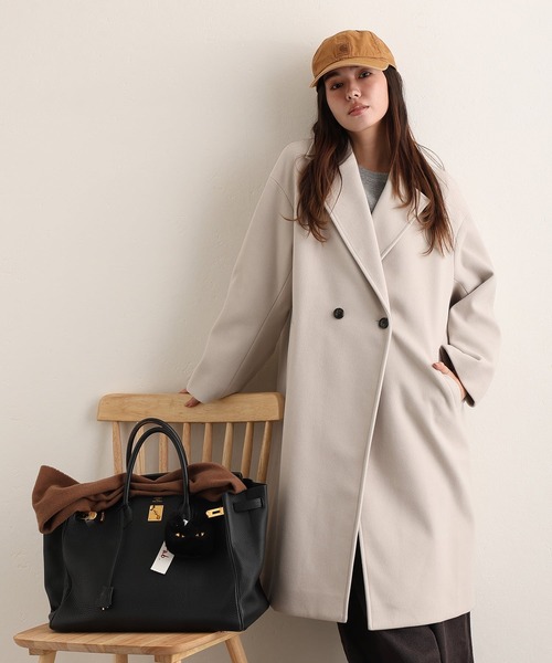 ElegChic(エレグシック)の「フェイクウールコート(チェスターコート・レディース・ブラック/グレイッシュベージュ・L/M)」の10枚目の写真
