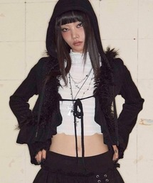 NOT KNOWING（ノットノーイング）の「【NOT KNOWING】Hairy Fur Hood Cardigan / 【ノットノーイング】ヘアリーファーフードカーディガン（カーディガン/ボレロ）」